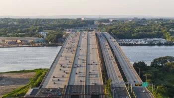 Governor Alfred E. Driscoll Bridge over the Raritan River leading to Keasbey from Melrose town, New Jersey.